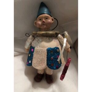 Vintage Silvestri Larkspur Lane Elf Boy Christmas Ornament Folk‎ Art Glitter Box